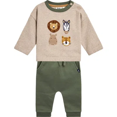 Jojo Maman Bébé Jojo Maman Bebe Safari Appliqué Long Sleeve Top & Joggers Set In Green