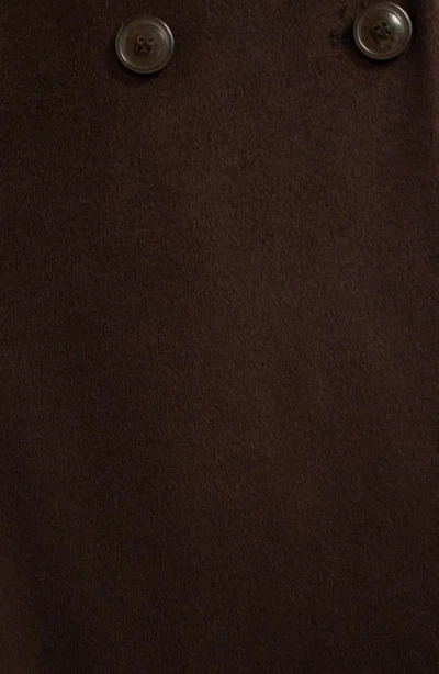 Via Spiga Double Breasted Wool Blend Coat With Faux Fur Trim In Brown