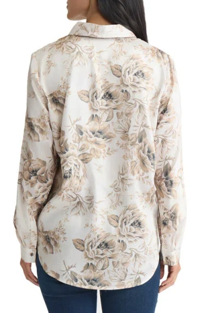 Jones New York Women's Long Sleeve Button-front T-shirt In Brown