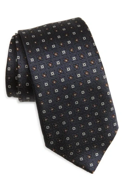 Canali Floral Silk Tie In Blue