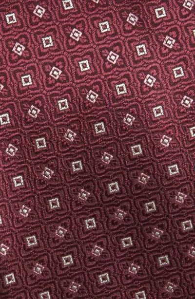 Canali Floral Silk Tie In Burgundy