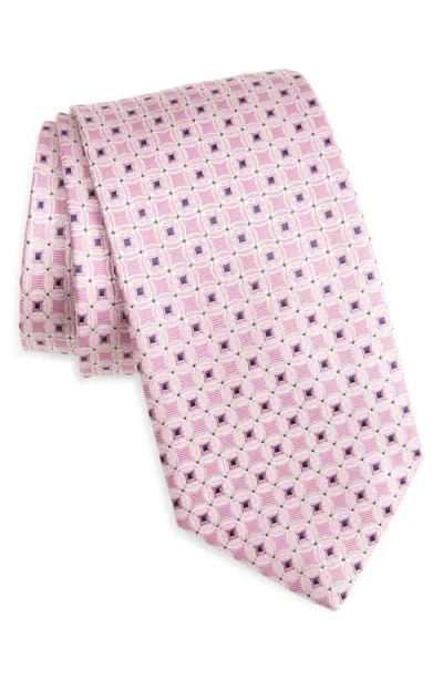 Canali Medallion Silk Tie In Pink