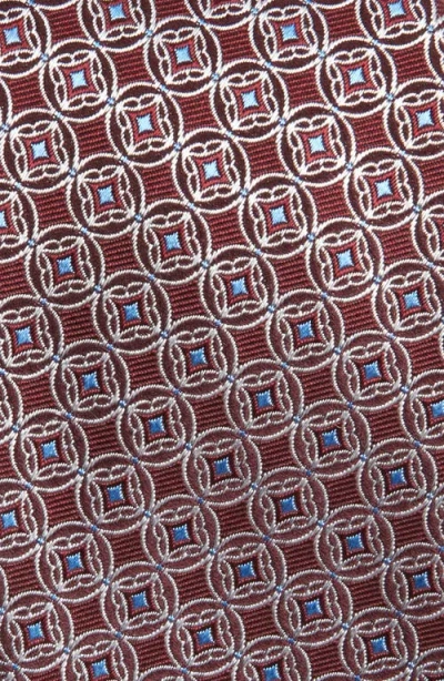 Canali Medallion Print Silk Tie In Burgundy
