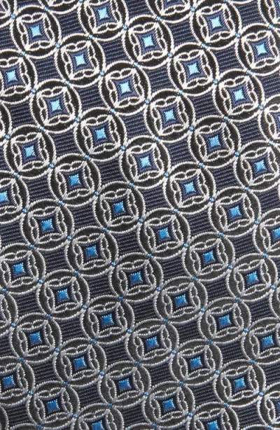 Canali Medallion Print Silk Tie In Gray