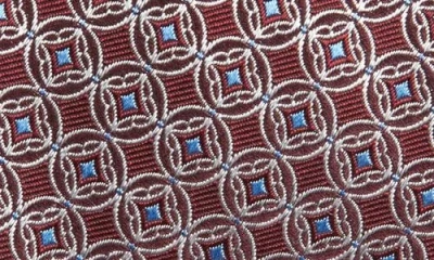 Canali Medallion Print Silk Tie In Burgundy