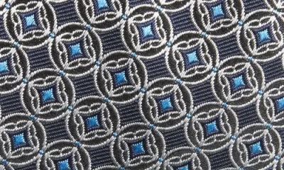 Canali Medallion Print Silk Tie In Gray