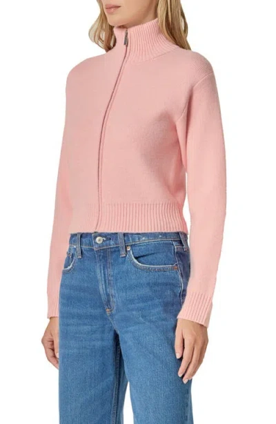 English Factory Knit Crop Zip Jacket In Pink