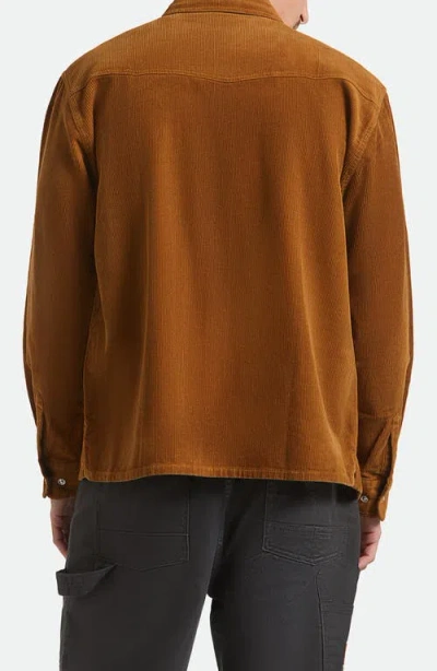 Brixton New West Relaxed Corduroy Snap-up Overshirt In Brown