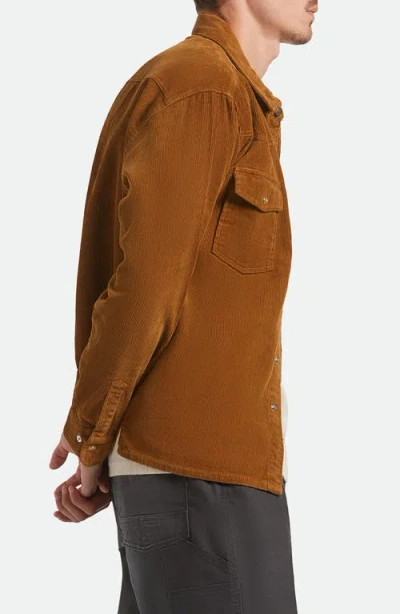 Brixton New West Relaxed Corduroy Snap-up Overshirt In Brown