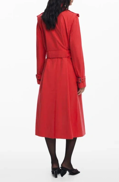 Desigual Convertible Trench Coat In Red