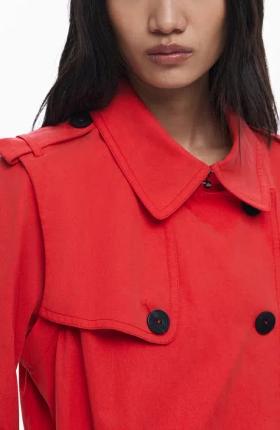 Desigual Convertible Trench Coat In Red