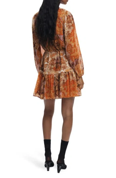 Desigual Boho Paisley Long Sleeve Dress In Brown