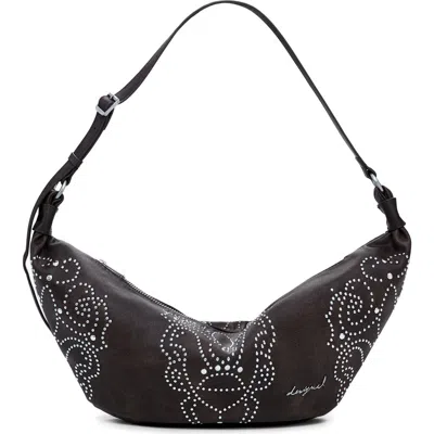 Desigual Studded Faux Leather Shoulder Bag In Orange