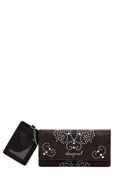 Desigual Studded Faux Leather Wallet In Brown
