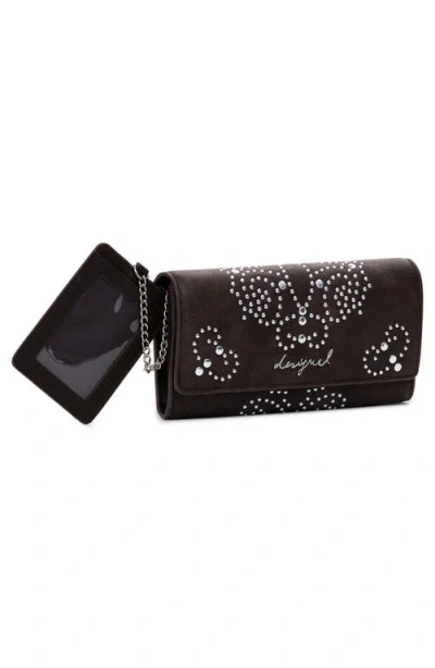 Desigual Studded Faux Leather Wallet In Brown