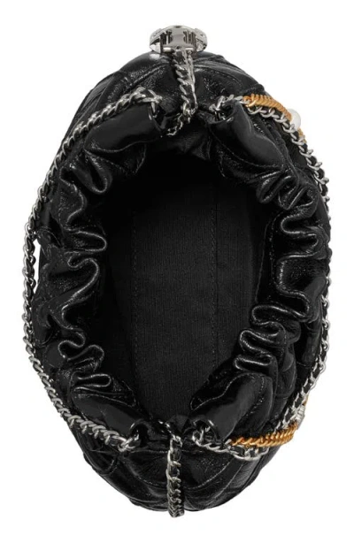 Tory Burch Fleming Distressed Mini Hobo Bag Shoulder Bags Black In Pink