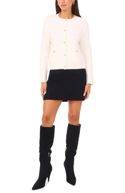 Vince Camuto Long Sleeve Cardigan With Patch Pockets In White