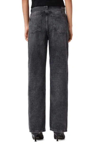 Allsaints Brooklyn High Rise Jeans In Washed Black In Gray