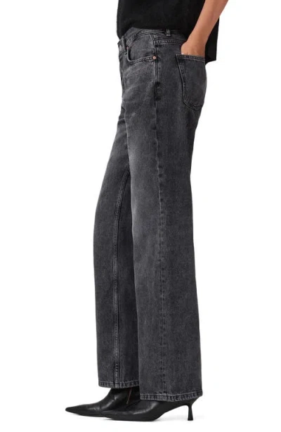 Allsaints Brooklyn High Rise Jeans In Washed Black In Gray