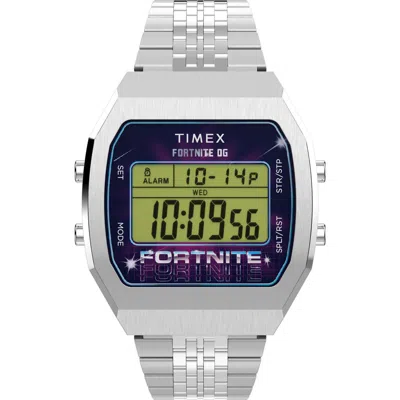 Timex ® X Fortnite® T80 Digital Bracelet Watch, 36mm In Silver