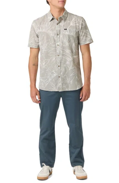 O'neill Trvlr Upf Traverse Floral Short Sleeve Performance Button-up Shirt In Brown