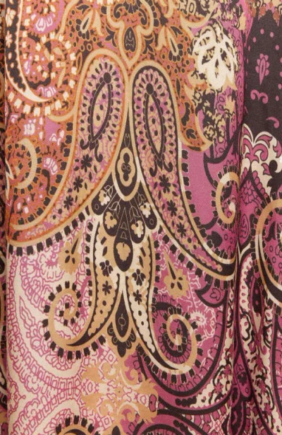 Santorelli Rachel Long Sleeve Asymmetric Midi Dress In Printed Charmeuse In Multi