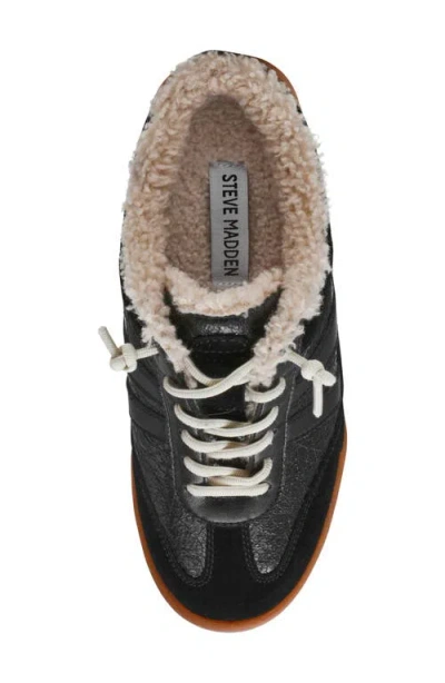 Steve Madden Vandy Faux Shearling Sneaker In Black