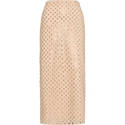 Milly Rosemary Sequin Embroidered Netting Skirt In Brown