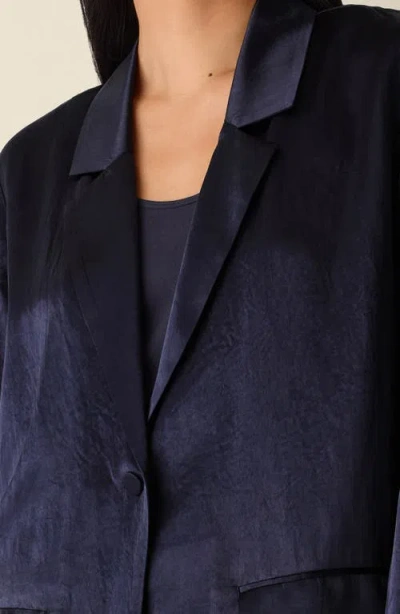 Eileen Fisher Crinkled Satin Blazer In Blue