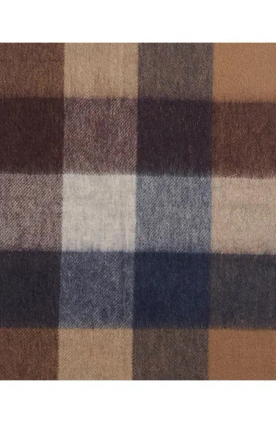Barbour Tattersall Check Lambswool Fringe Scarf In Brown