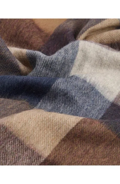 Barbour Tattersall Check Lambswool Fringe Scarf In Brown