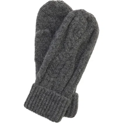 Barbour Elsdon Cable Knit Mittens In Gray