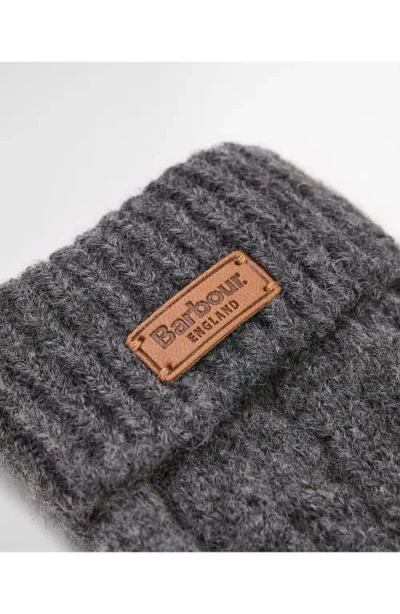 Barbour Elsdon Cable Knit Mittens In Gray