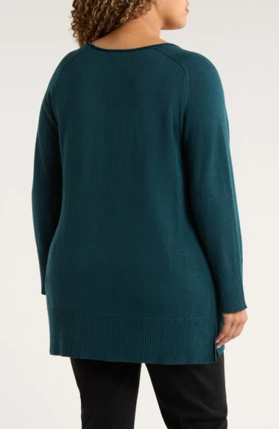 Eileen Fisher V-neck Cotton Blend Sweater In Blue