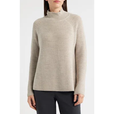 Eileen Fisher Raglan Sleeve Merino Wool Turtleneck Sweater In Gray