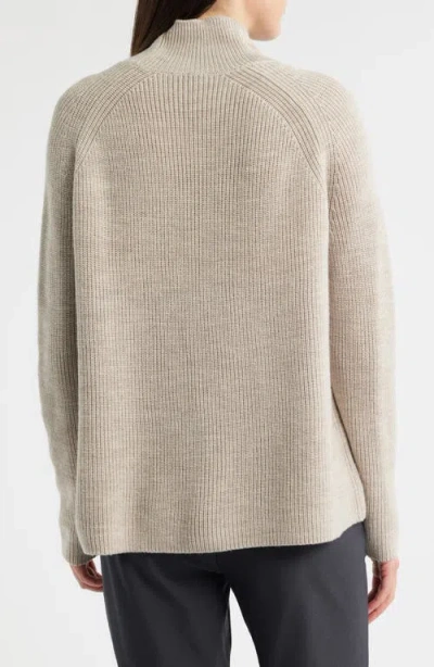Eileen Fisher Raglan Sleeve Merino Wool Turtleneck Sweater In Gray