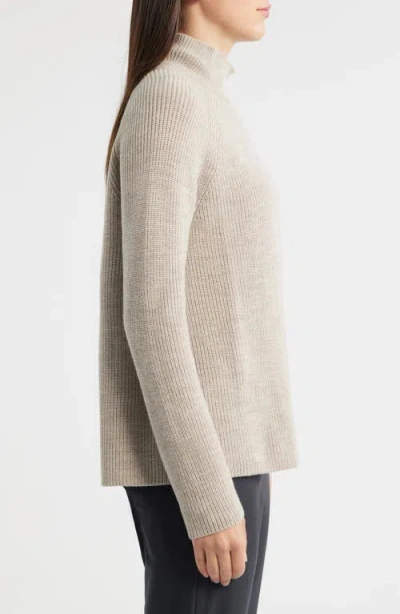 Eileen Fisher Raglan Sleeve Merino Wool Turtleneck Sweater In Gray