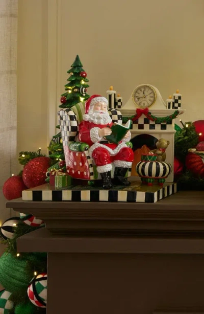 Mackenzie-childs Mackenzie Childs Check It Out Santa By The Fireplace Decor In Multi