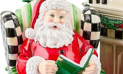Mackenzie-childs Mackenzie Childs Check It Out Santa By The Fireplace Decor In Multi