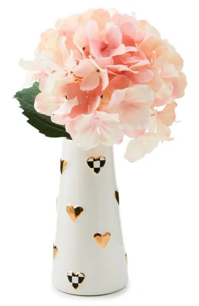Mackenzie-childs Mackenzie Childs Courtly Check Short Heart Vase In White