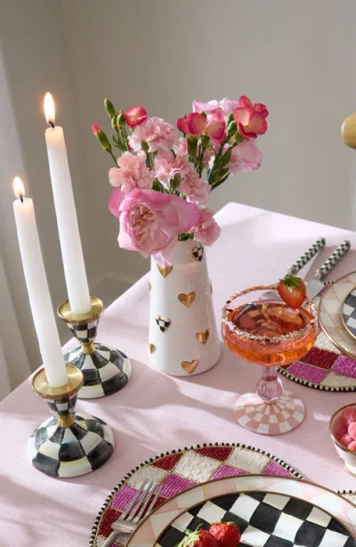 Mackenzie-childs Mackenzie Childs Courtly Check Short Heart Vase In White