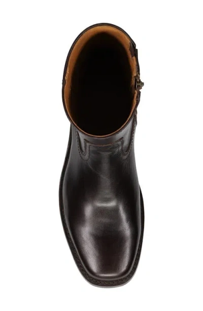 Frye Campus Leather Plain Toe Zip Boot In Brown