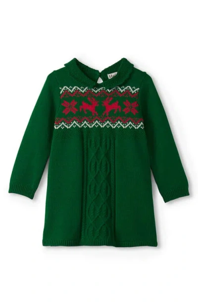 Hatley Eden Cable Knit Fair Isle Sweater Dress In Green