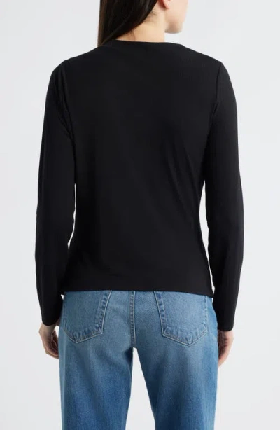 City Blues Asymmetric Boat Neck Top In Black