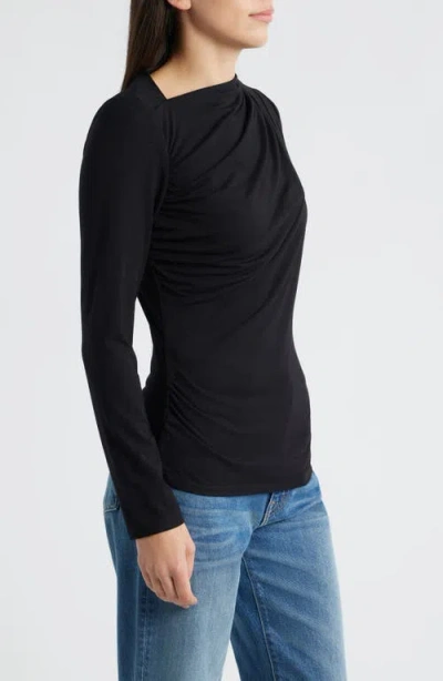 City Blues Asymmetric Boat Neck Top In Black