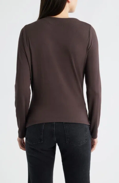 City Blues Asymmetric Boat Neck Top In Brown
