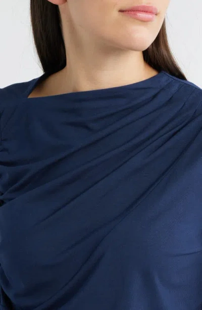 City Blues Asymmetric Boat Neck Top In Blue