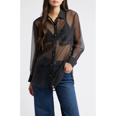 Rails Sofiya Button-front Sheer Organza Shirt In Black