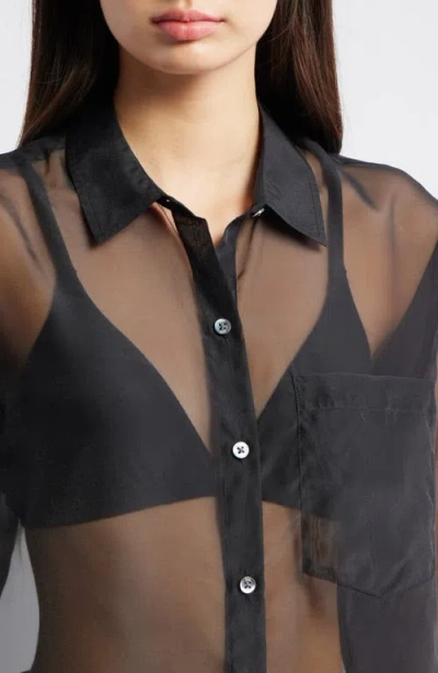 Rails Sofiya Button-front Sheer Organza Shirt In Black
