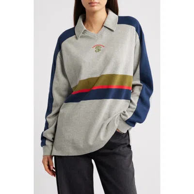 Damson Madder Verity V-neck Rugby Shirt In Gray